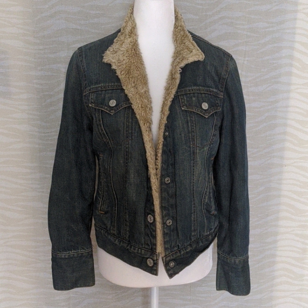 Gap faux fur jean jacket